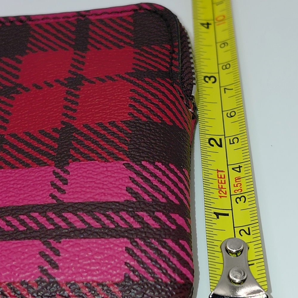 NWT Coach Corner Zip Wristlet In Black Red Pink Plaid F23632 - Picture 4 of 4